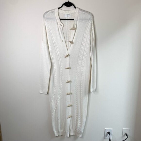 One Teaspoon Sorrento Knit Long Cardigan Sweater Duster Maxi Cream Cotton - Picture 3 of 16